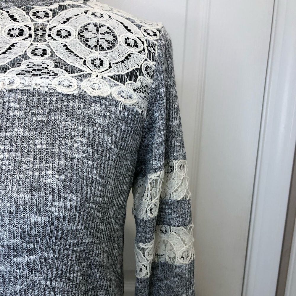 Rewind grey long sleeve top with cream lace detail, size x small - Picture 3 of 12